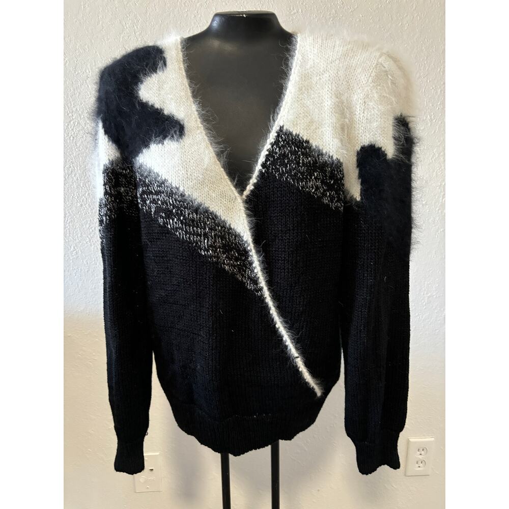 Vintage Jennifer Moore Pullover Colorblock Black White Size Small 90's